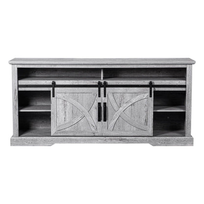 58" Farmhouse TV Stand with 18" Insert Electric Fireplace for Living Room