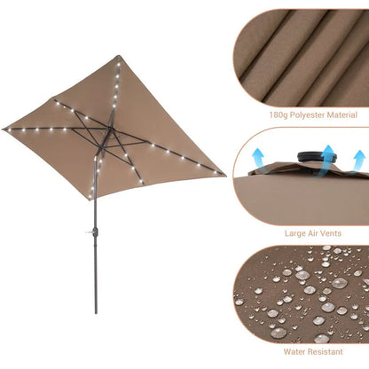 Doralice 120'' x 78'' Rectangular Lighted Market Umbrella