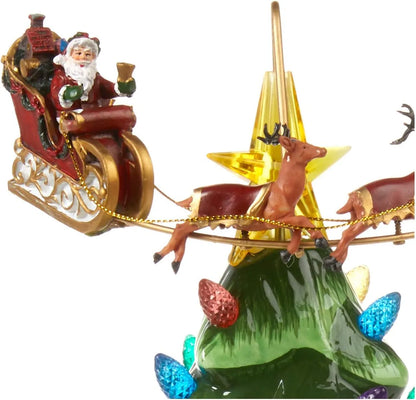Mr. Christmas Nostalgic Ceramic Christmas Tree with LED, 14 Inches, Santa & Reindeer