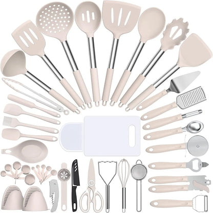 Silicone cooking tool set, chef 43 pieces heat-resistant kitchen tools
