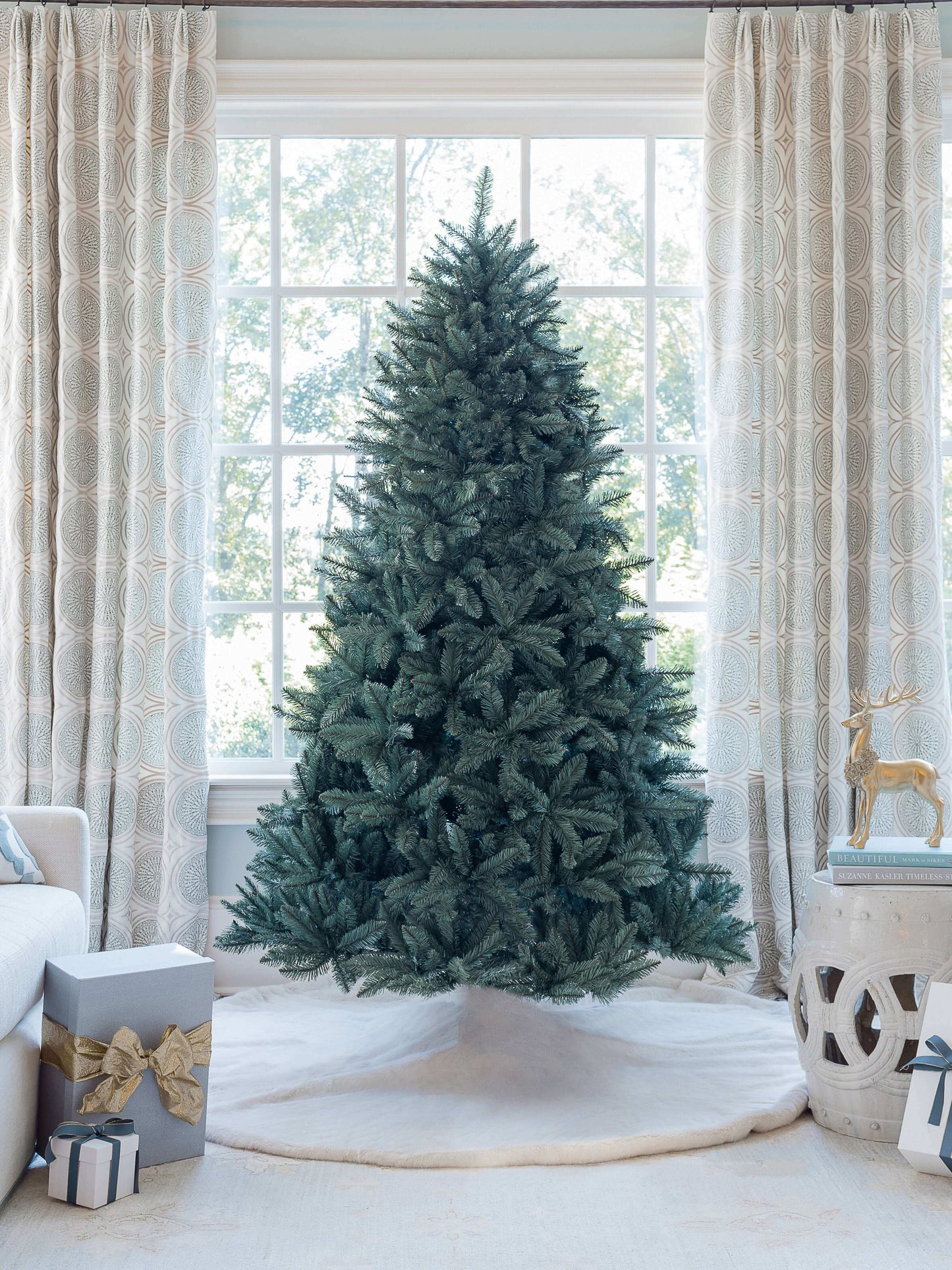 8' Tribeca Spruce Blue Artificial Christmas Tree with 650 Warm White LED Lights