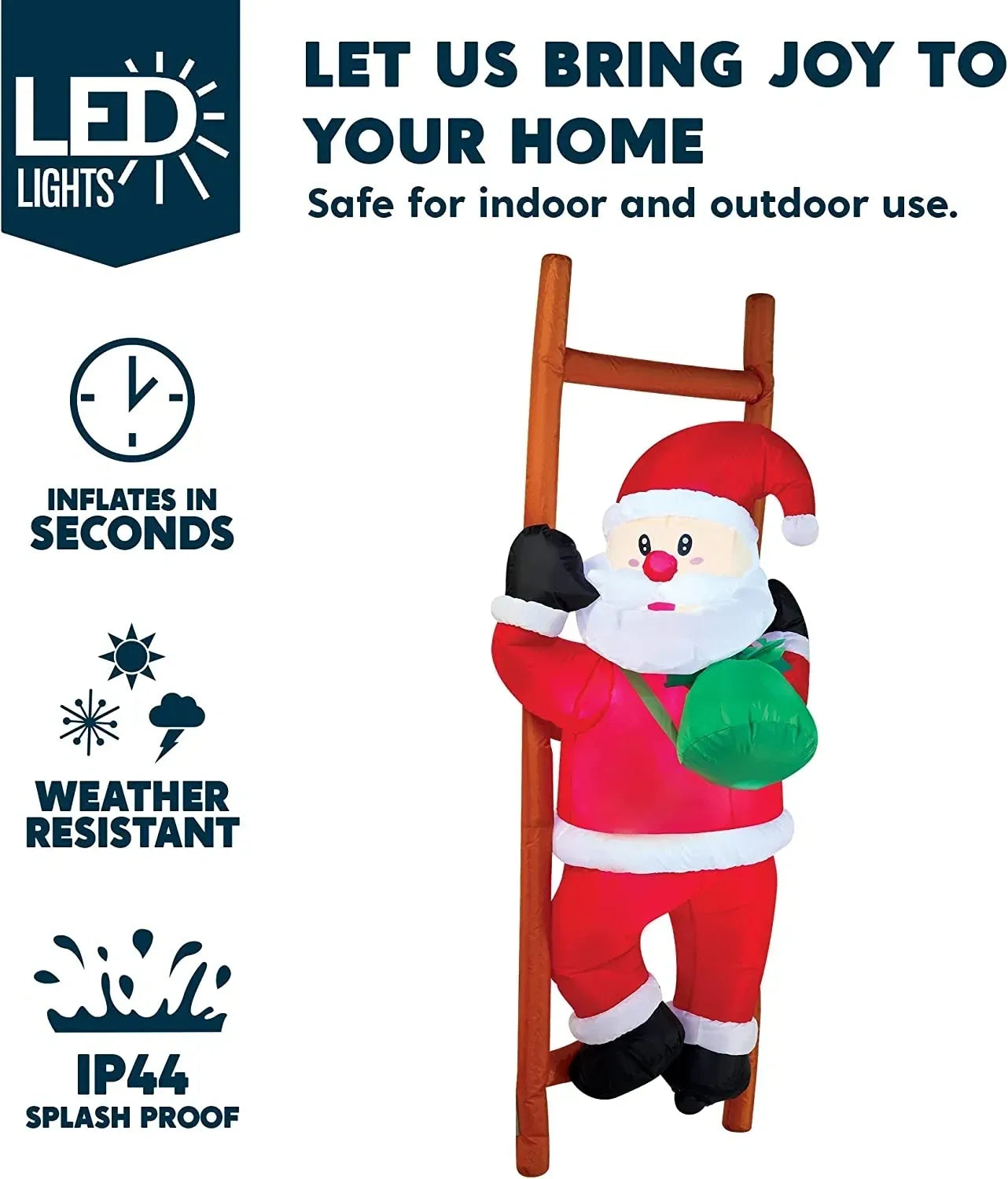 6ft Tall LED Inflatable Climbing Santa Decoration