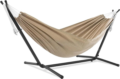Double Cotton Hammock with Space Saving Steel Stand, Tropical (450 lb Capacity - Premium Carry Bag Included)