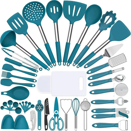 Silicone cooking tool set, chef 43 pieces heat-resistant kitchen tools