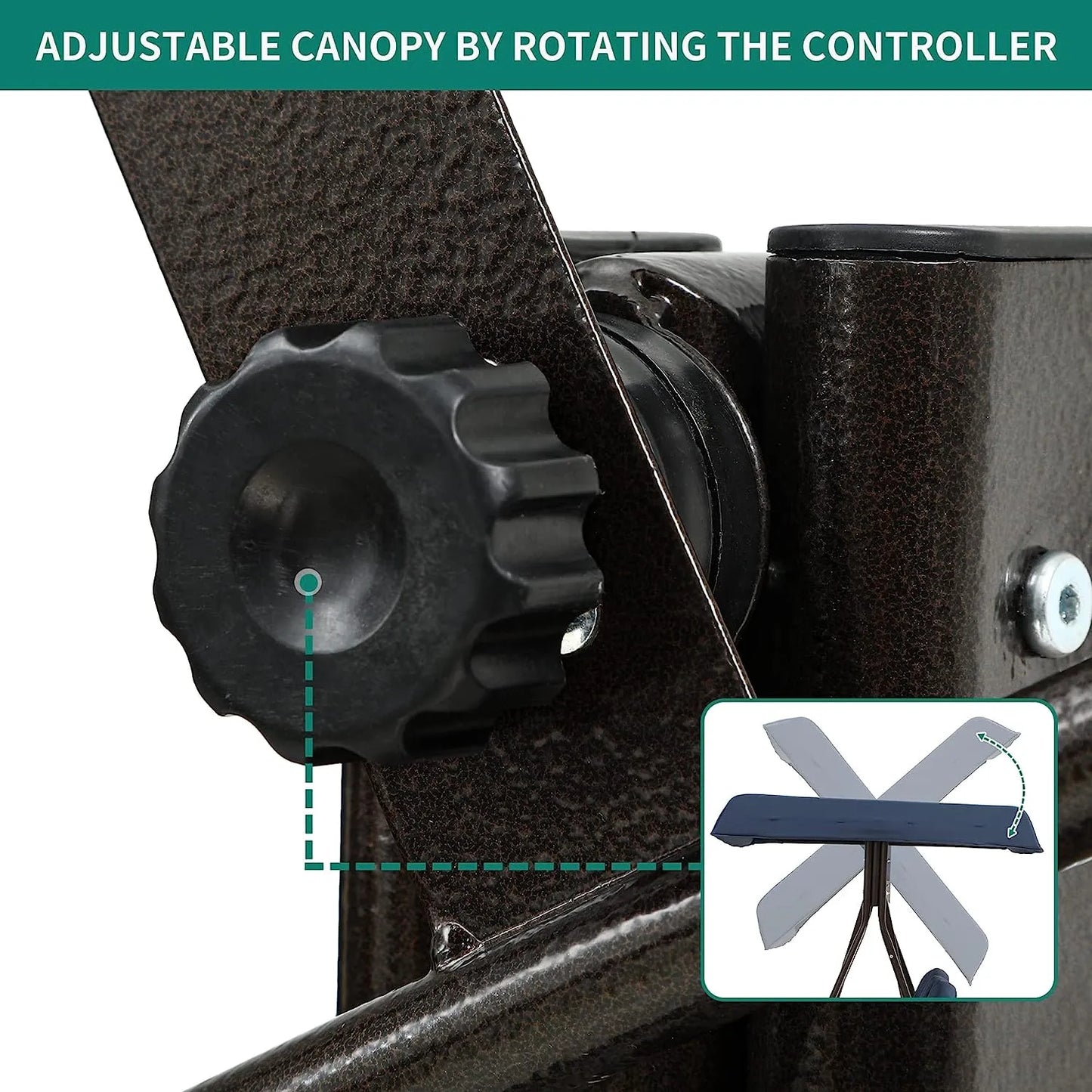 YITAHOME 3-Seat Deluxe Porch Swing Outdoor Heavy Duty Patio Swing Chair with Adjustable Canopy Removable Cushions Weather Resistant Steel Frame Suitable for Garden, Lawn, Backyard, Balcony, Brown