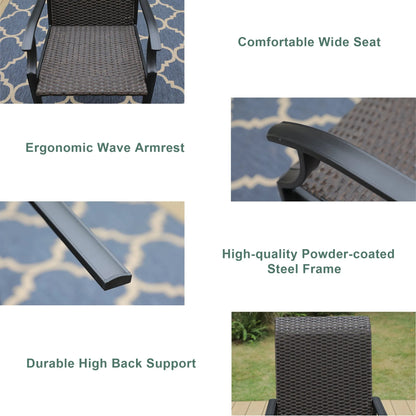 Rattan Metal Patio Dining Chairs, Set of 2