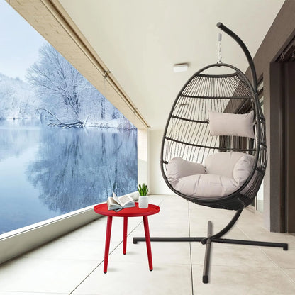 PRIVATE GARDEN Indoor Outdoor Hammock Egg Chair with Stand Large Hanging Chair Wicker Rattan Swing Chair with Removable Cushion 330LBS Capacity for Bedroom Patio Balcony