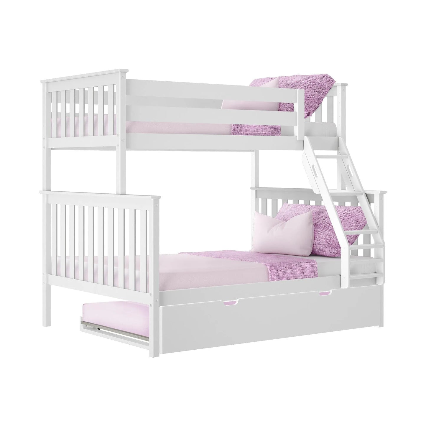&#127876;Store Closing Sale&#128150;Kids Solid Wood Twin-Over-Full Bunk Bed + Trundle Bed