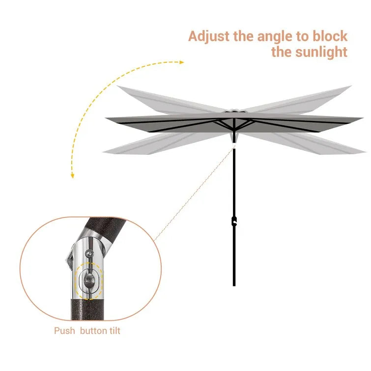 Doralice 120'' x 78'' Rectangular Lighted Market Umbrella