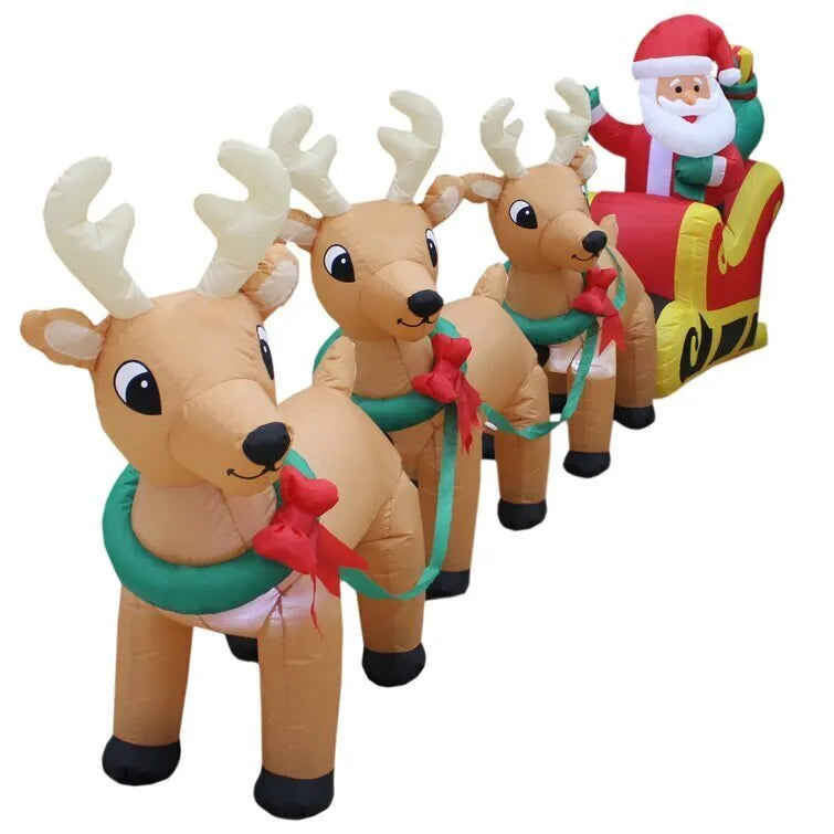 Christmas Santa Claus on Sleigh with Three Reindeer Inflatable