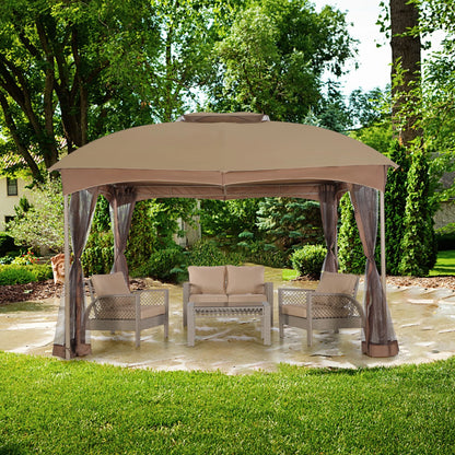 10x10Ft Double Vent Gazebo Outdoor Canopy With Privacy Netting