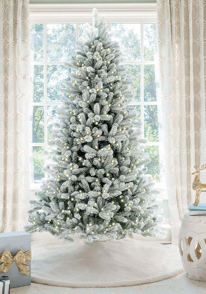 7.5' King Flock® Artificial Christmas Tree with 800 Warm White LED Lights
