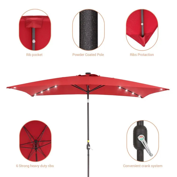 Doralice 120'' x 78'' Rectangular Lighted Market Umbrella
