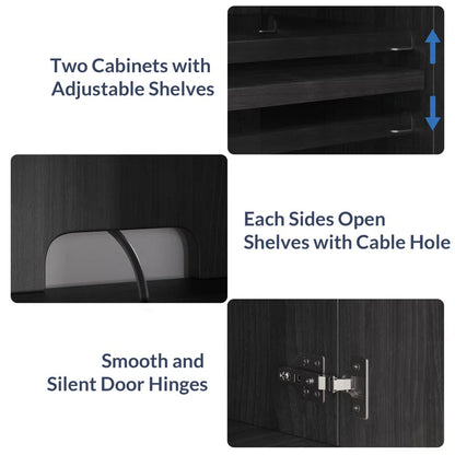 68" TV stand featuring a 23" electric fireplace,TV Stand for TVs up to 78"