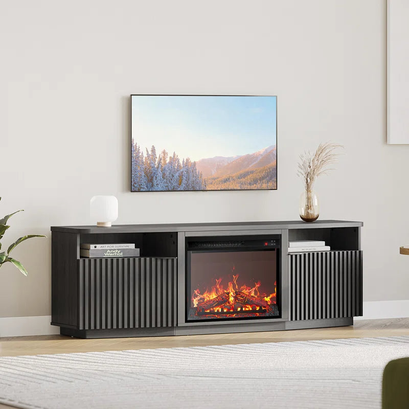 68" TV stand featuring a 23" electric fireplace,TV Stand for TVs up to 78"
