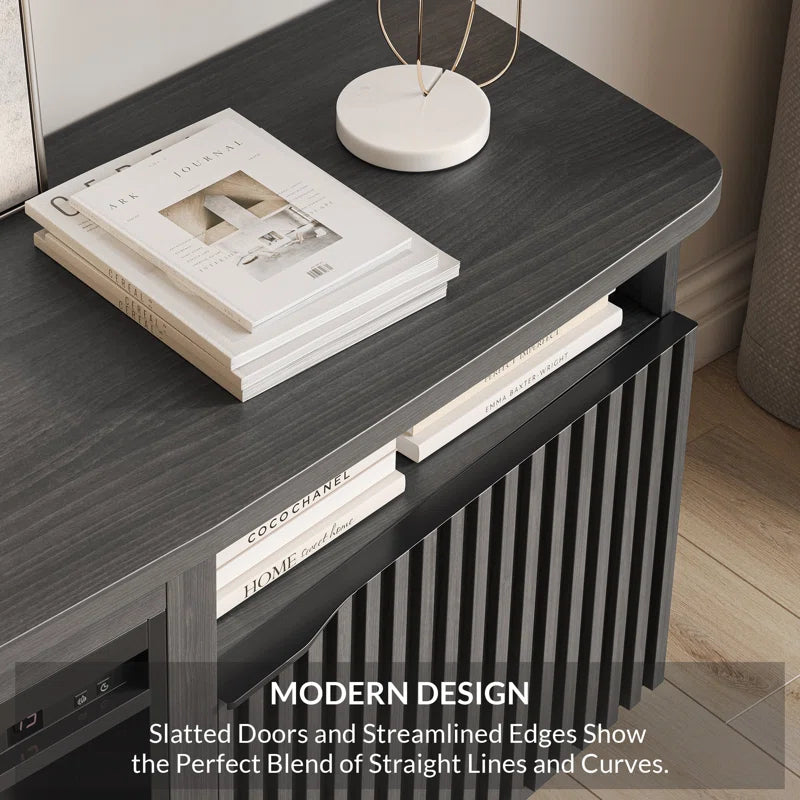 68" TV stand featuring a 23" electric fireplace,TV Stand for TVs up to 78"