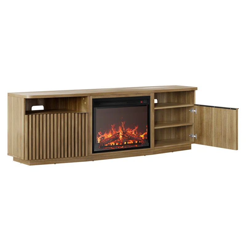 68" TV stand featuring a 23" electric fireplace,TV Stand for TVs up to 78"