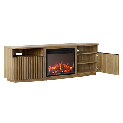 68" TV stand featuring a 23" electric fireplace,TV Stand for TVs up to 78"