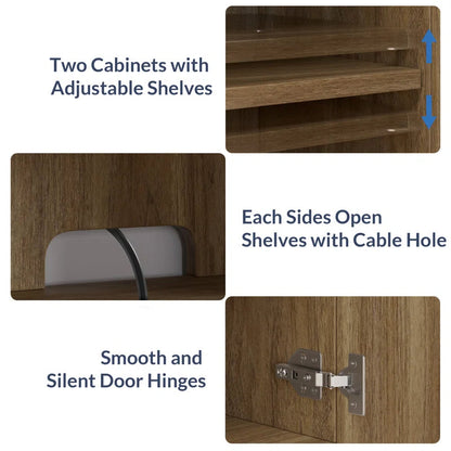68" TV stand featuring a 23" electric fireplace,TV Stand for TVs up to 78"