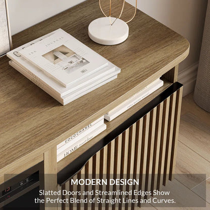 68" TV stand featuring a 23" electric fireplace,TV Stand for TVs up to 78"