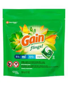 Gain Flings Liquid Laundry Detergent, Original Scent, 16 Count, He Compatible