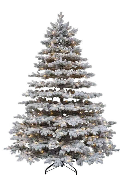 7.5' Rushmore Flock Artificial Christmas Tree 750 Warm White Led Lights