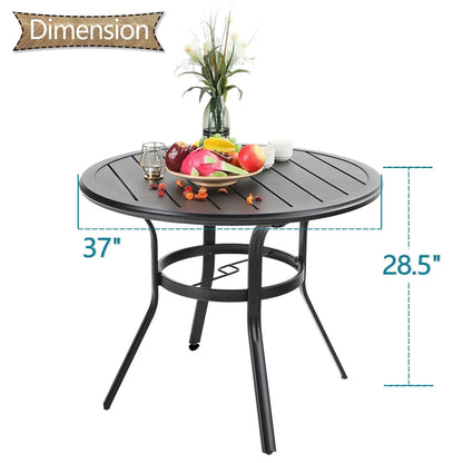 5-Piece Patio Dining Set 4 Textilene Swivel Chairs & Metal Steel Table