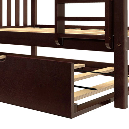 &#127876;Store Closing Sale&#128150;Kids Solid Wood Twin-Over-Full Bunk Bed + Trundle Bed