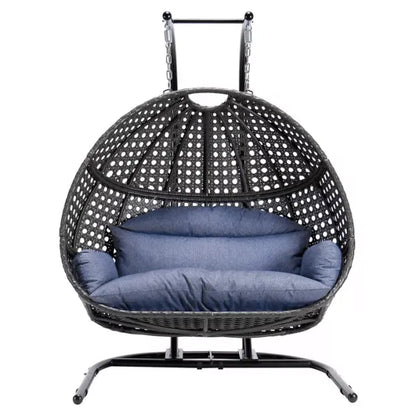 Patio Wicker Swing Chair With Stand Rain Cover Included -