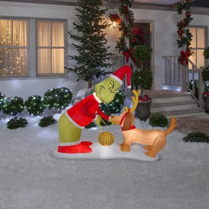 5 12 ft h x 6 5 ft w inflatable airblown holiday grinch and max scene