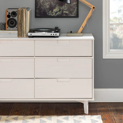 6-Drawer Caramel Mid Century Modern Wood Dresser