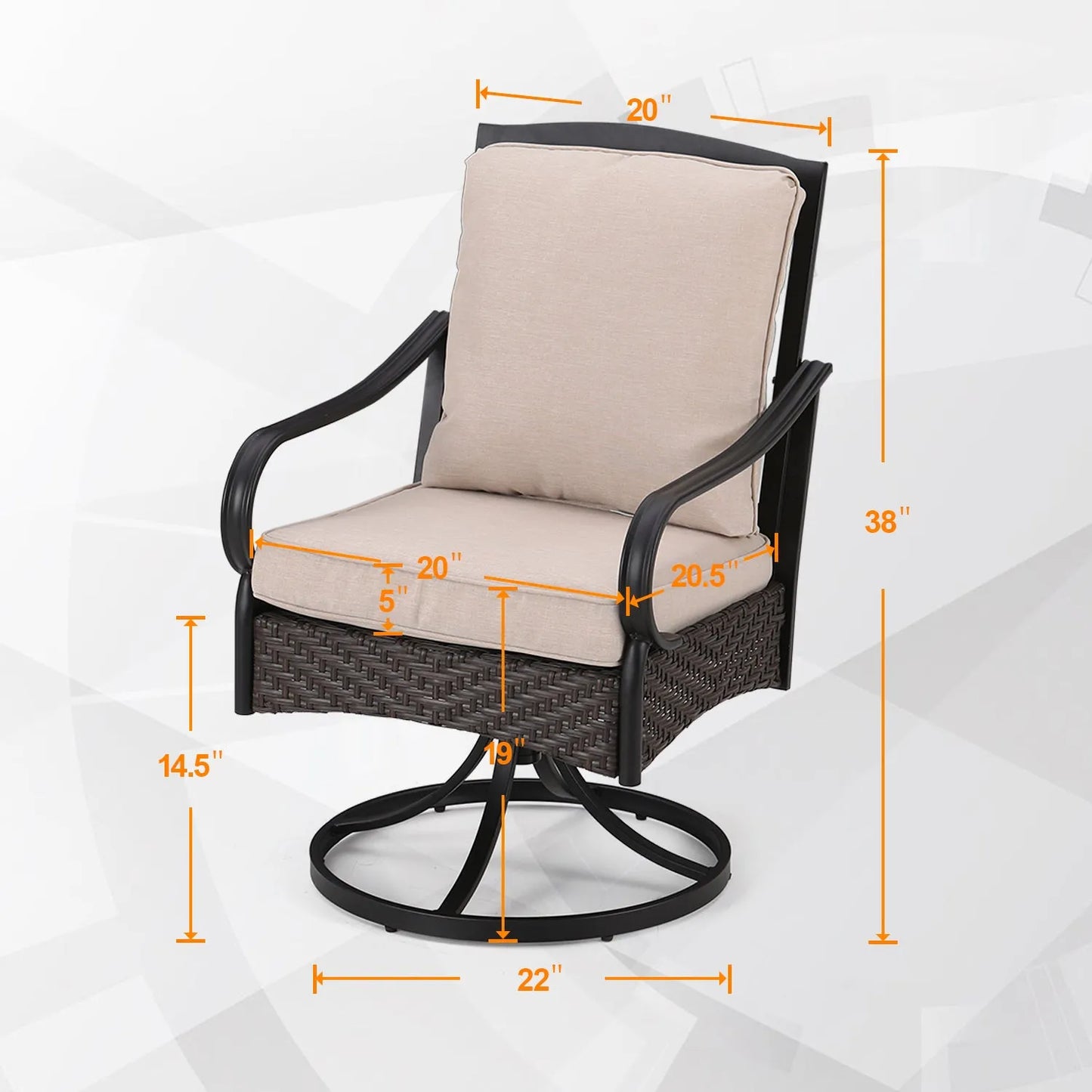 7-Piece Patio Dining Set With 6 Cushioned Steel & Rattan Chairs and Rectangle Table