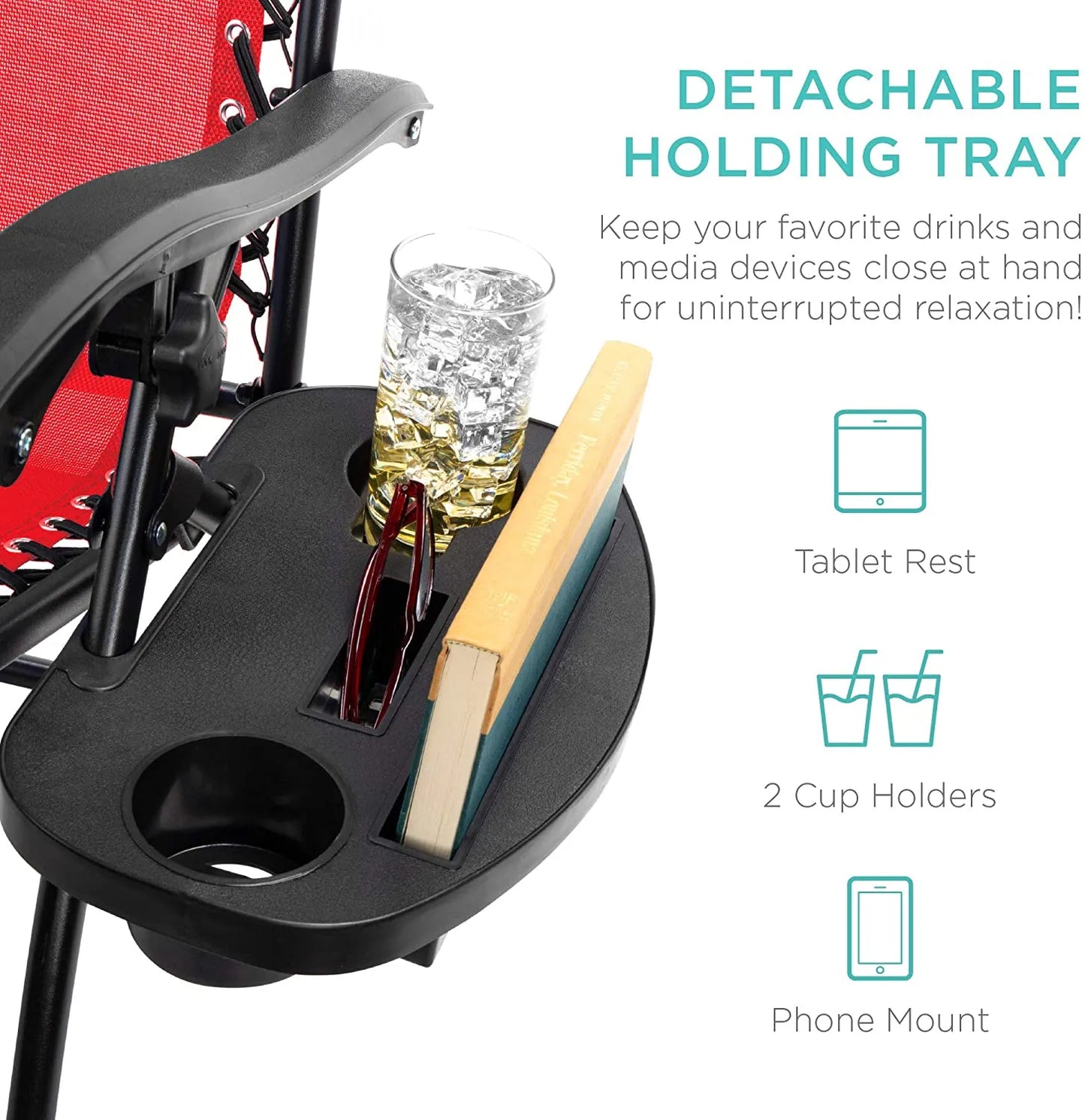 Set of 2 Adjustable Steel Mesh Zero Gravity Lounge Chair Recliners w/Pillows and Cup Holder Trays