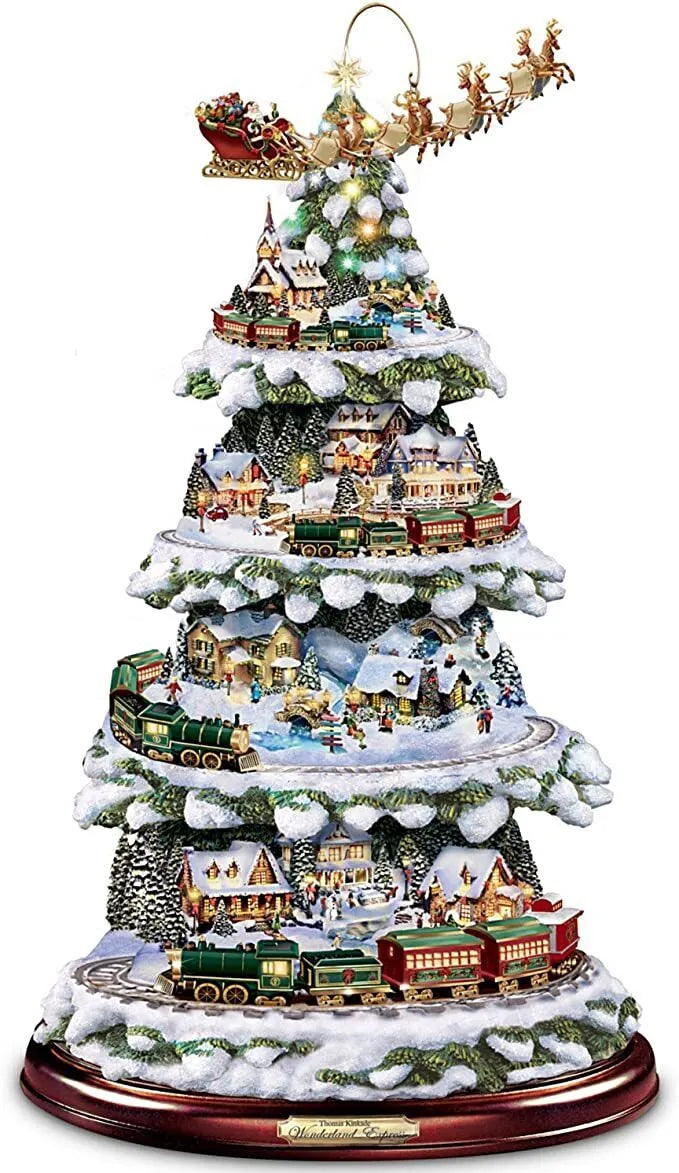 Animated Tabletop Christmas Tree with Train: Wonderland Express