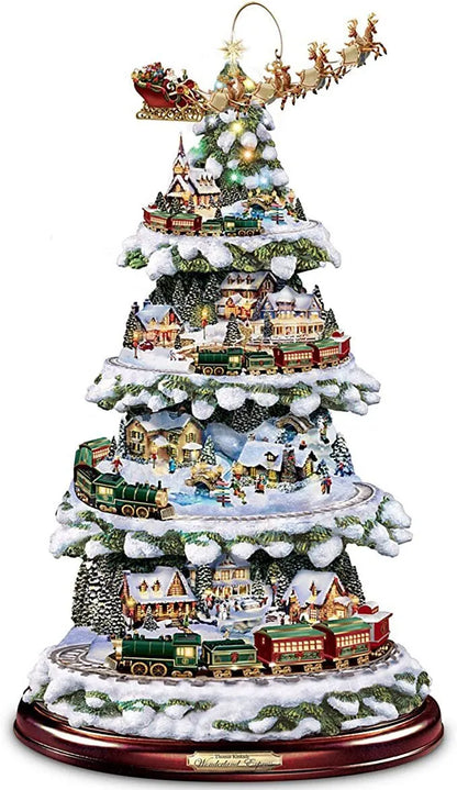 Animated Tabletop Christmas Tree with Train: Wonderland Express