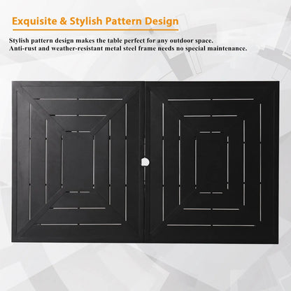 7-Piece Patio Dining Set With 6 Cushioned Steel & Rattan Chairs and Rectangle Table