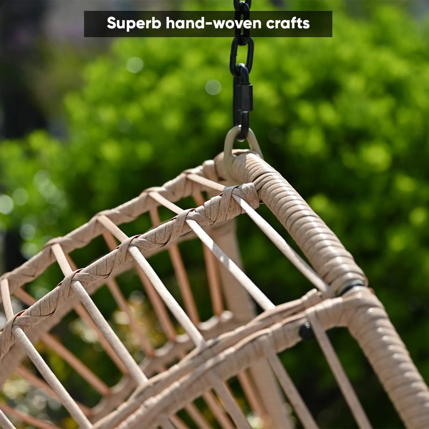 JOYBASE Hanging Egg Chair with Stand, Outdoor Wicker Rattan Egg Swing Chair with Stand and Cushion for Indoor Outdoor Bedroom Patio Garden (Grey/Black)