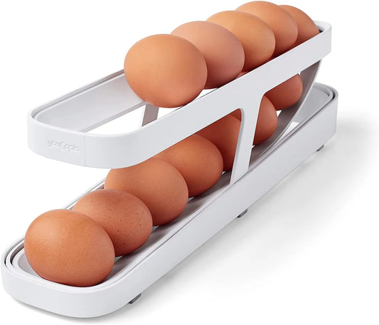 Egg Dispenser, Space-Saving Rolling Eggs Dispenser and Organizer for Refrigerator Storage