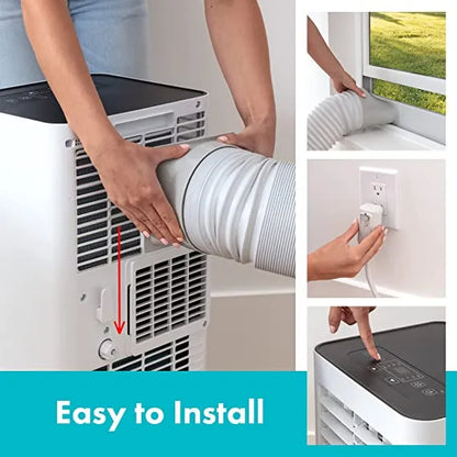 SLPAC805W.5 Portable Air Conditioner-Compact Home A/C Cooling Unit with Built-in Dehumidifier & Fan Modes, Includes Window Mount Kit, 8,000 BTU with WiFi + Drain Hose, White