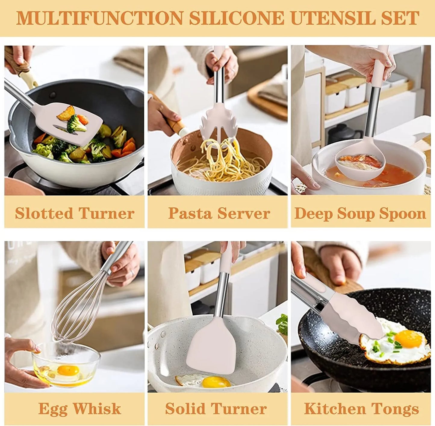 Silicone cooking tool set, chef 43 pieces heat-resistant kitchen tools