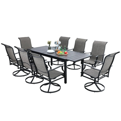 7-Piece/9-Piece Outdoor Patio Dining Set with Adjustable Table & Padded Textilene Swivel Chairs