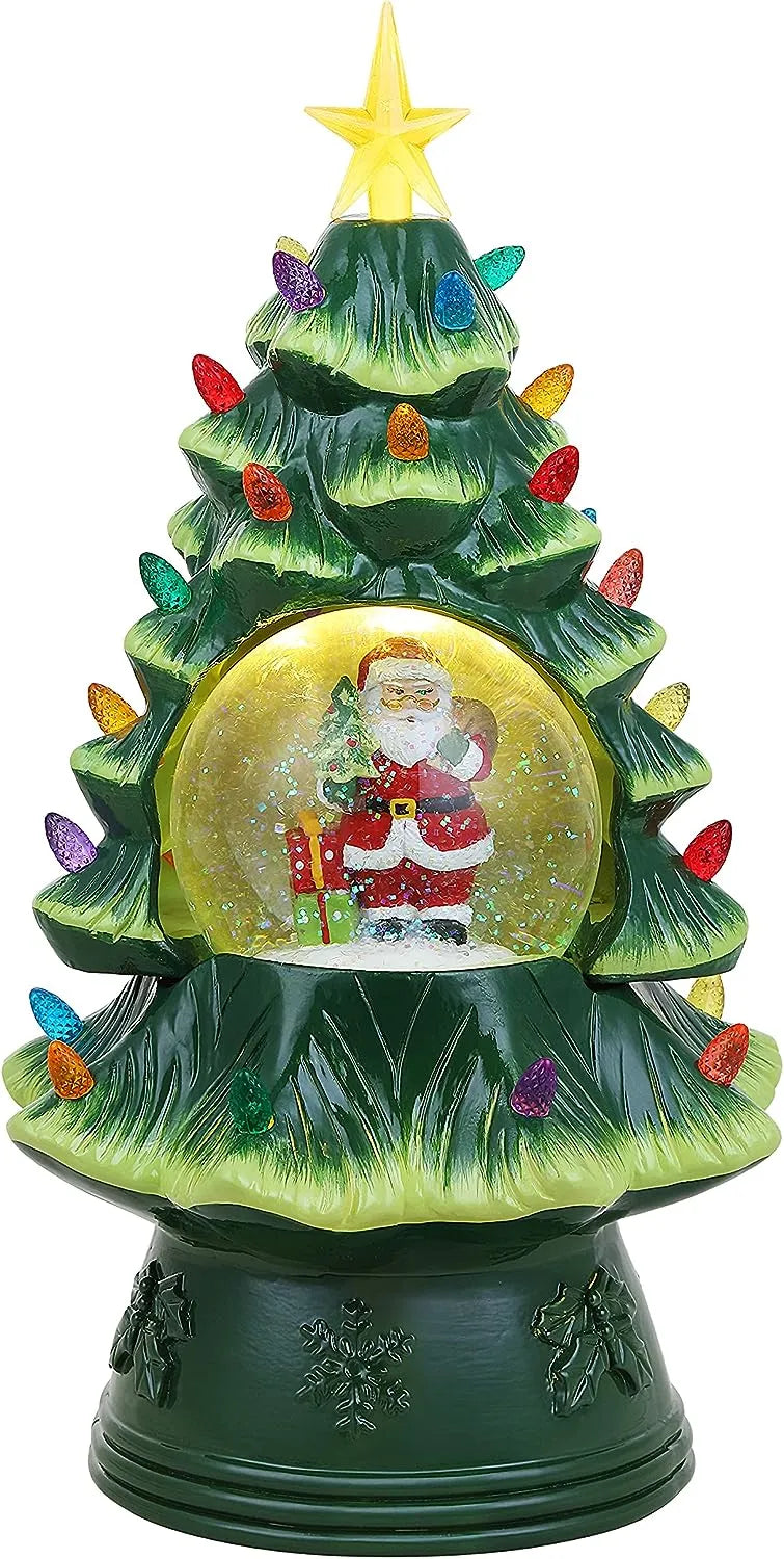 Mr. Christmas Nostalgic Ceramic Christmas Tree with LED, 14 Inches, Santa & Reindeer