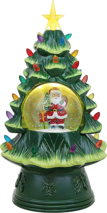 Mr. Christmas Nostalgic Ceramic Christmas Tree with LED, 14 Inches, Santa & Reindeer
