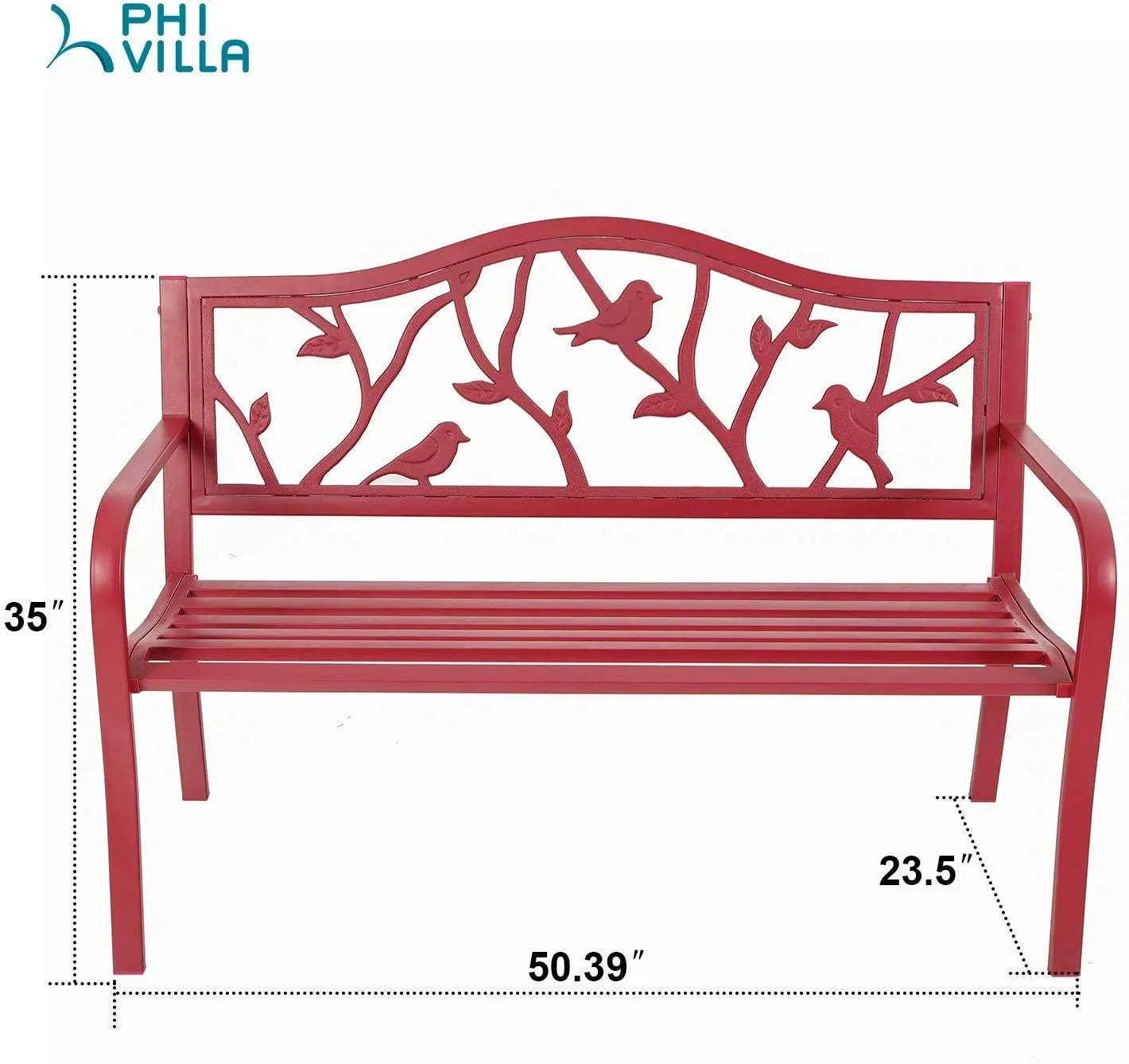 50 Inch Patio Garden & Park Bench Steel Frame Porch Chair