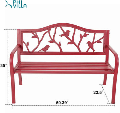 50 Inch Patio Garden & Park Bench Steel Frame Porch Chair