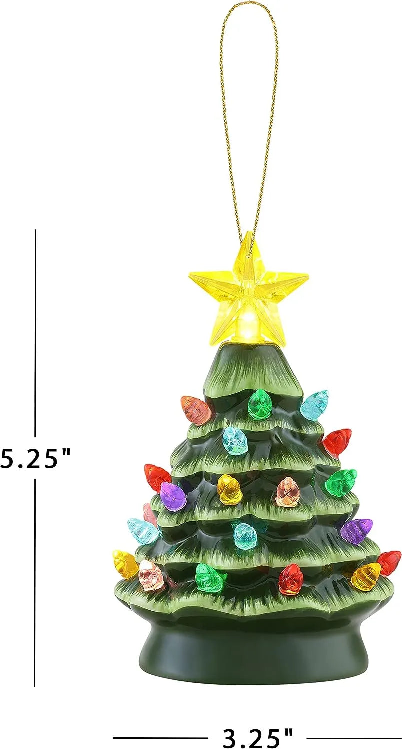 Mr. Christmas Nostalgic Ceramic Christmas Tree with LED, 14 Inches, Santa & Reindeer