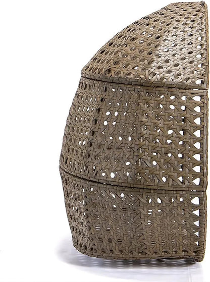 Hanging Egg Chair with Stand, 2 Person Heavy Duty Hanging Wicker Rattan Swing Chair Basket Hammock Nest Chair Seat for Indoor Outdoor Patio Lounger Swinging Loveseat (Beige)