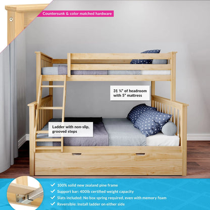 &#127876;Store Closing Sale&#128150;Kids Solid Wood Twin-Over-Full Bunk Bed + Trundle Bed