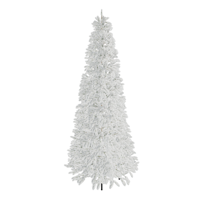 7.5' King Flock® Slim Artificial Christmas Tree with 650 Warm White LED Lights