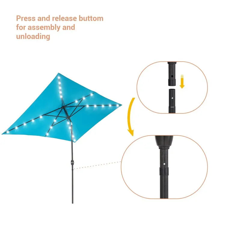 Doralice 120'' x 78'' Rectangular Lighted Market Umbrella
